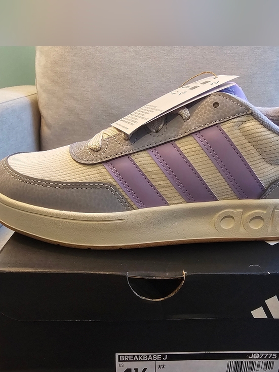 adidas Other - NWT Adidas Kids Breakbase J- Purple/Gray/Cream- Size 4.5